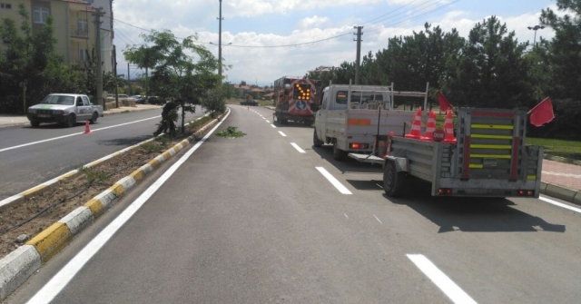 Seydişehirde Yol Çizgileme Çalışması