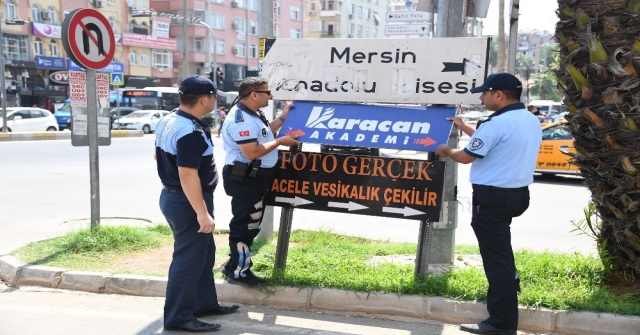 Mersinde Görüntü Kirliliği Oluşturan Tabelalar Kaldırılıyor