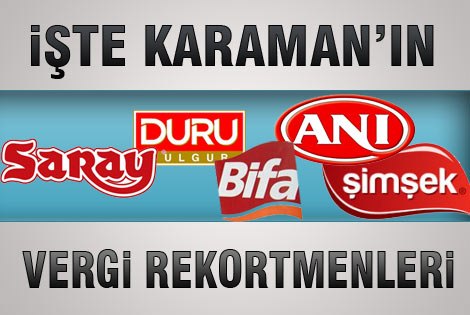 Karamanʹın Vergi Rekortmenleri açıklandı