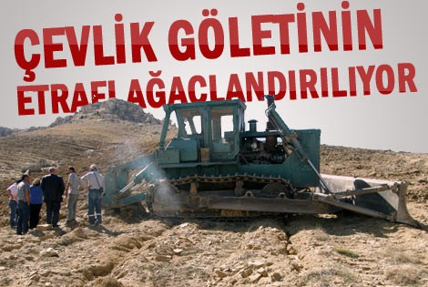 Sarıveliler’de çevlik göletinin etrafı ağaçlandırılıyor.