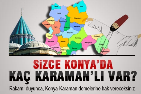 Sizce Konyaʹda kaç Karamanʹlı var?