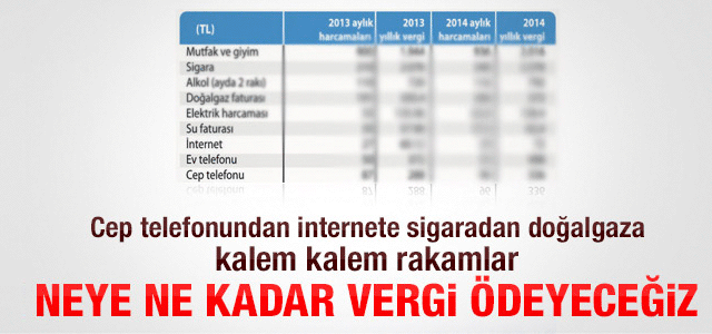 Zamlarla birlikte 2014ʹte ödeyeceğimiz vergiler