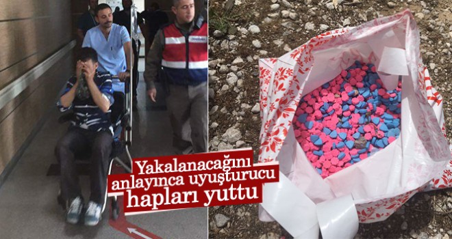 Yakalanacağını anlayınca uyuşturucu hapları yuttu