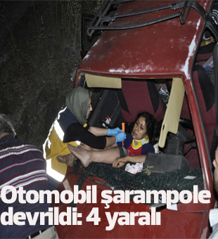Konyada Otomobil Şarampole Devrildi: 4 Yaralı