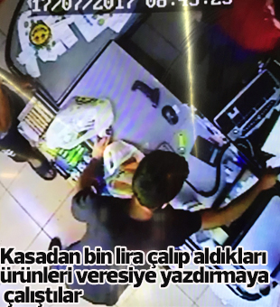 Kasadan Bin Lira Çalıp Aldıkları Ürünleri Veresiye Yazdırmaya Çalıştılar