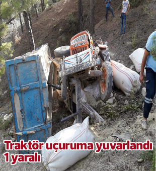 Gülnarda Traktör Uçuruma Yuvarlandı: 1 Yaralı