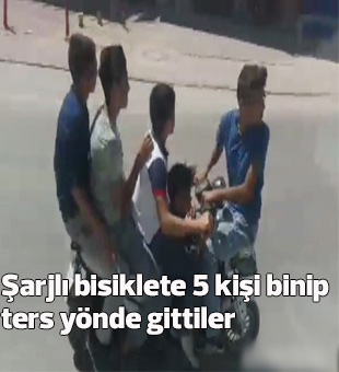 Şarjlı Bisiklete 5 Kişi Binip Ters Yönde Gittiler