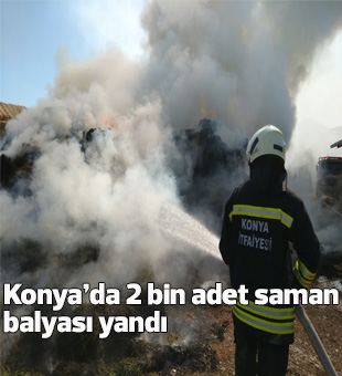 Konyada 2 Bin Adet Saman Balyası Yandı