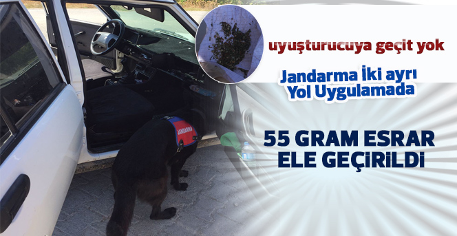 Karaman jandarması uygulama sırasında uyuşturucu ele geçirdi