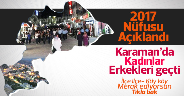 Karaman'ın 2017 nüfusu açıklandı