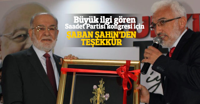 Şaban Şahin'den teşekkür