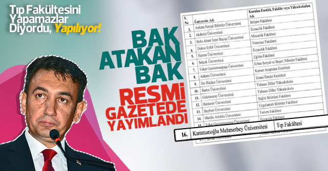 Karaman'a Tıp Fakültesi Açılıyor