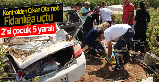 Otomobil fidanlığa uçtu: 2’si çocuk 5 yaralı