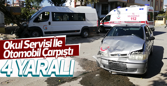 Karaman’da okul servisi ile otomobil çarpıştı: 4 yaralı