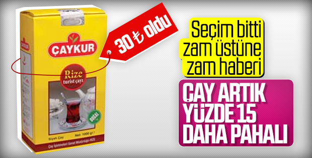 Kuru çaya yüzde 15 zam