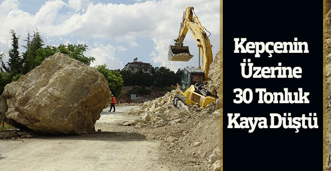 Karaman’da kepçenin üzerine 30 tonluk kaya düştü