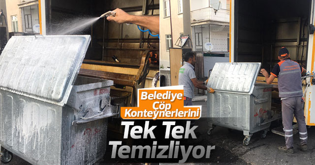 Belediye Çöp Konteynerlerini Tek Tek Temizliyor