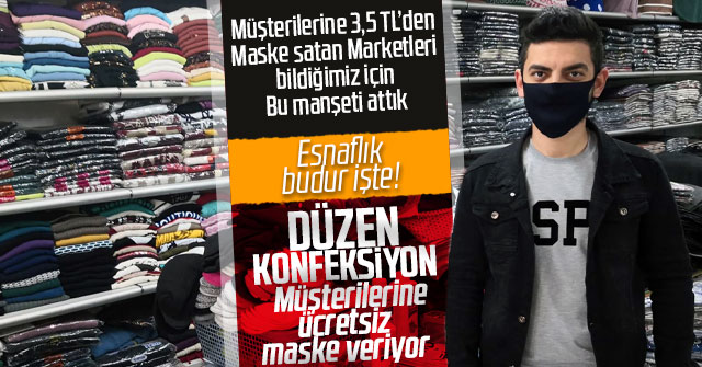 Düzen Konfeksiyondan Müşterilerine ücretsiz maske