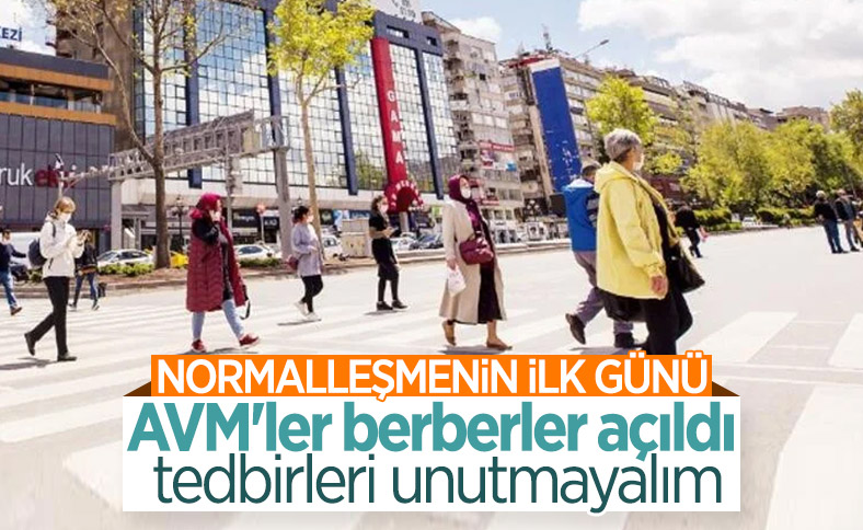 Berberler, kuaförler ve AVM'ler açıldı