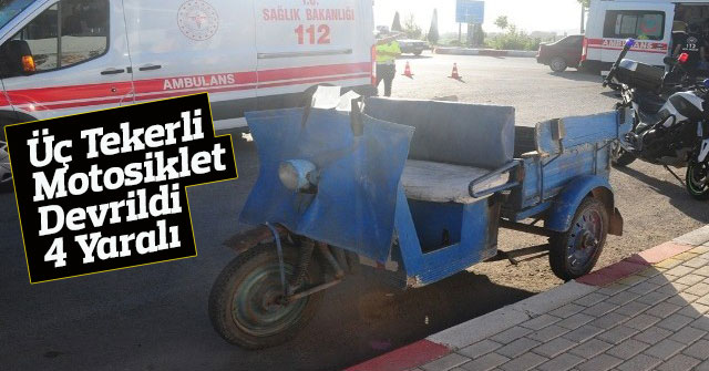 Karaman'da üç tekerli motosiklet devrildi: 4 yaralı