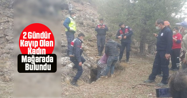 2 gündür kayıp olan kadın mağarada bulundu