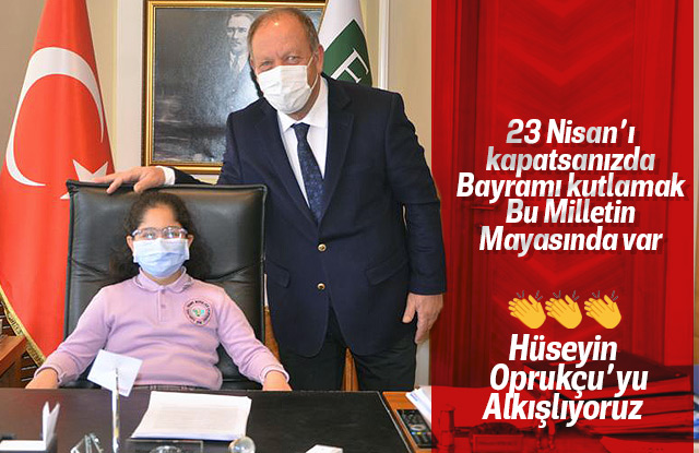 Hüseyin Oprukçu 23 Nisan'ı minik Elif'le kutladı.