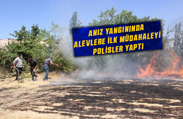 Anız Yangınında Alevlere İlk Müdahaleyi Polisler Yaptı