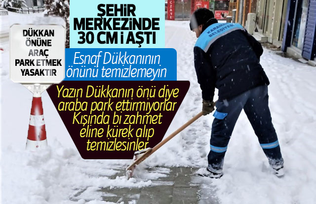 Karaman şehir merkezinde kar kalınlığı 30 santimi aştı