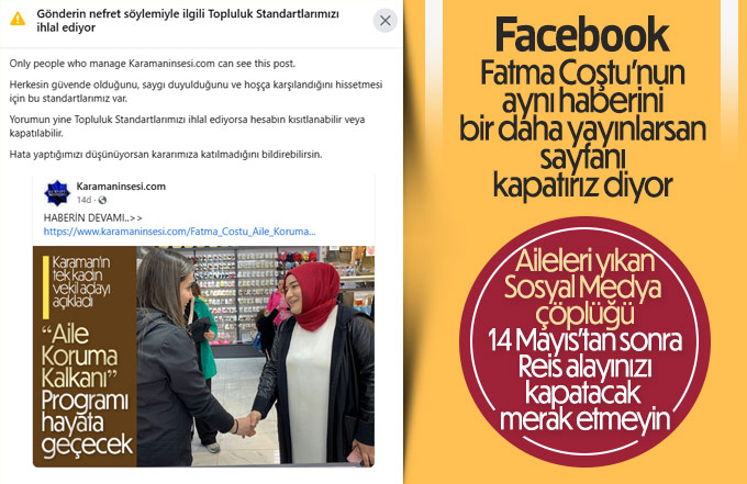 Facebook Fatma Coştu’nun haberini engelledi