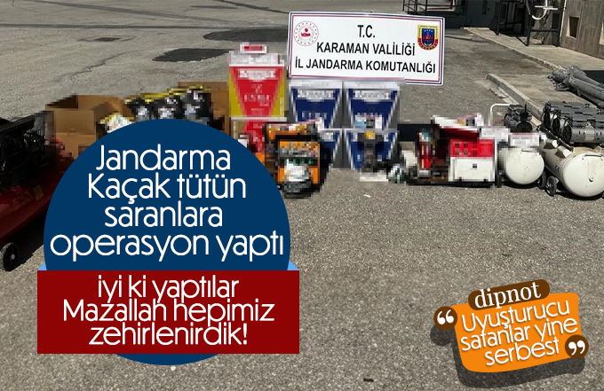 Jandarmadan kaçak tütün ve makaron operasyonu