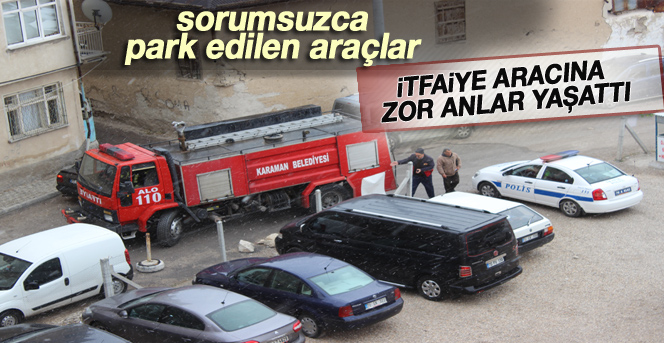 Sokakta Mahsur Kalan İtfaiye Aracını Polis Kurtardı