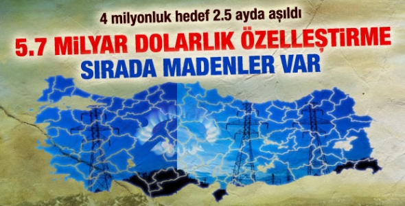 2,5 ayda 5,7 milyar dolarlık özelleştirme