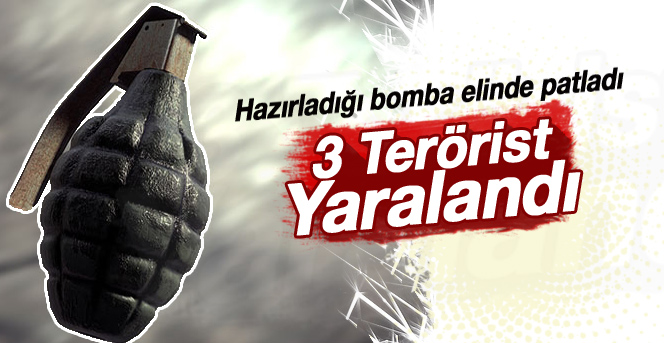 Teröristlerin bombası ellerinde patladı: 3 yaralı