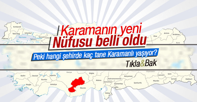 TÜİK Karamanın 2015 Nüfusunu açıkladı