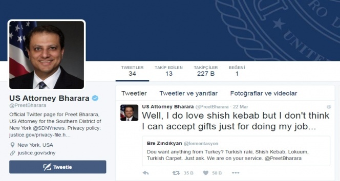 Reza Zarrab’ı tutuklayan savcıdan ’şiş kebap’ tweet’i