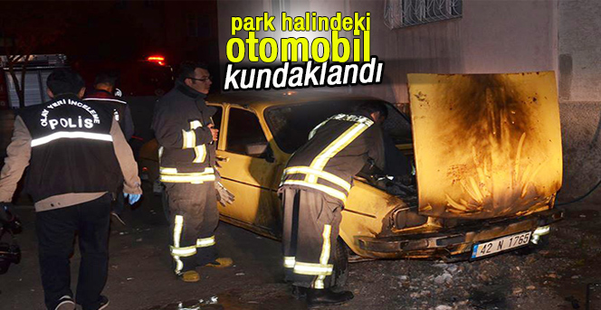 Karaman’da park halindeki otomobil kundaklandı