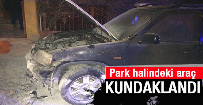 Karaman'da kundaklanan cip’i tamamen yanmaktan polis kurtardı