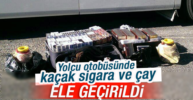 Yolcu otobüsünde kaçak sigara ve çay ele geçirildi