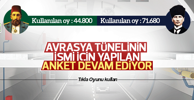 Avrasya tüneli anketi iki isim çekişiyor