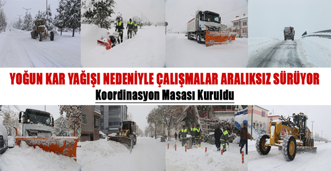 Yoğun Kar Yağışı Nedeni İle Çalışmalar Aralıksız Sürüyor