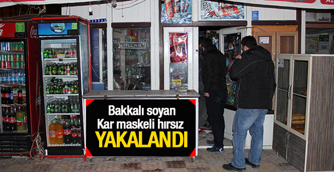 Bakkala giren kar maskeli hırsız polisten kaçamadı