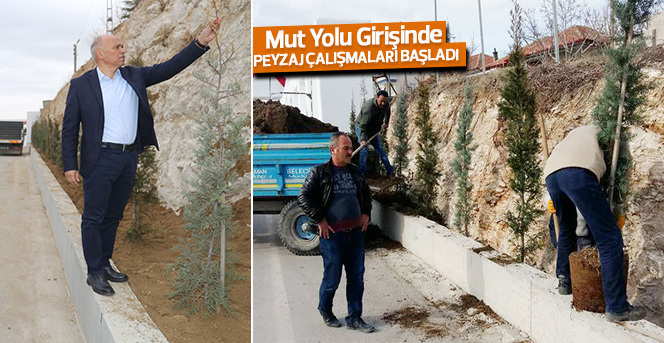 Mut Yolu Girişinde Peyzaj Çalışmaları Başladı