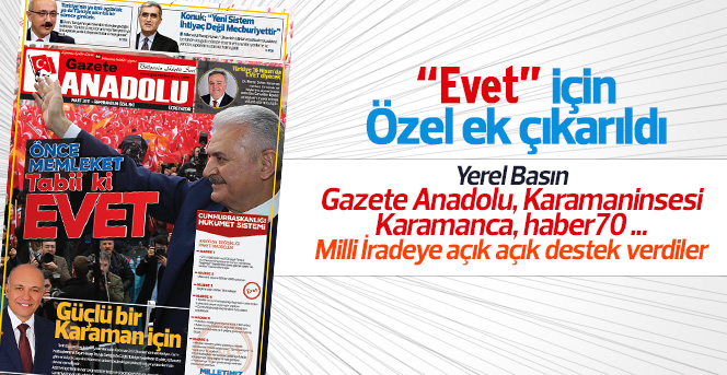 Gazete Anadolu EVET eki çıktı